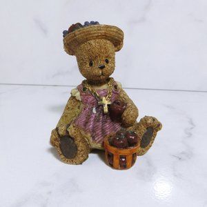 Vintage Berry Hill Bears Collection Carved Teddy Bear  With Apples